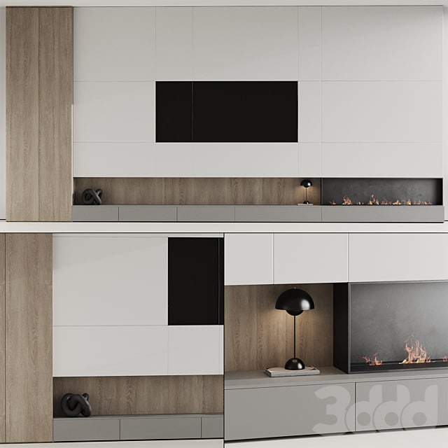 TV wall with fireplace 07