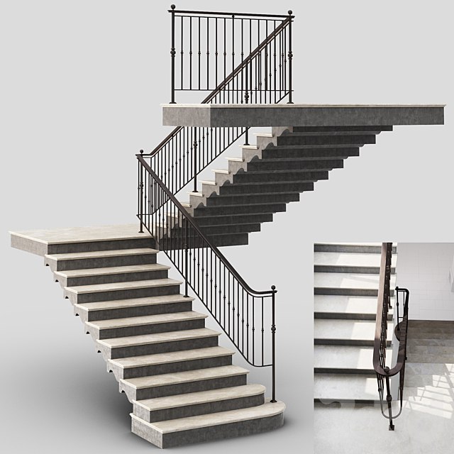 Classic staircase with iron railing