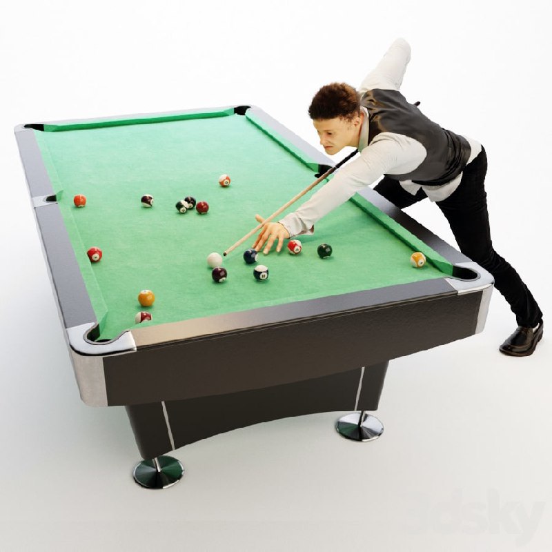 billard pool table and player