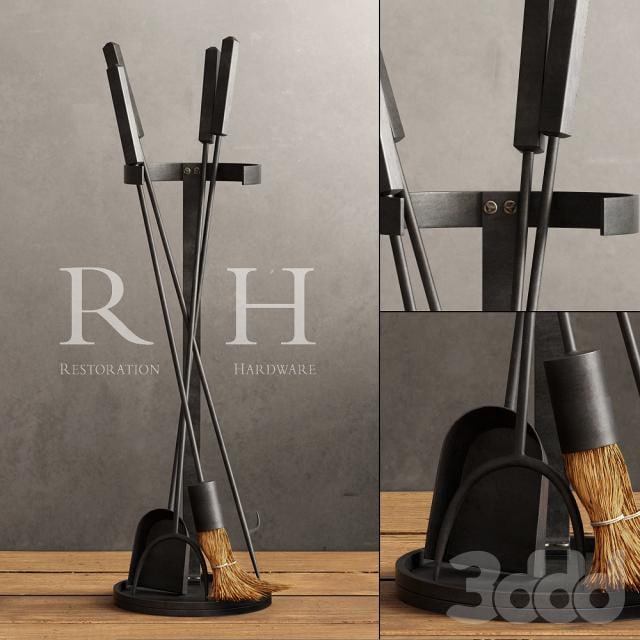 RH industrial fireplace tool set