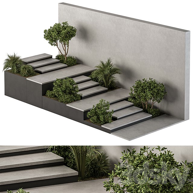 Landscape Furniture stairs with ivy and Garden - Architect Element 57