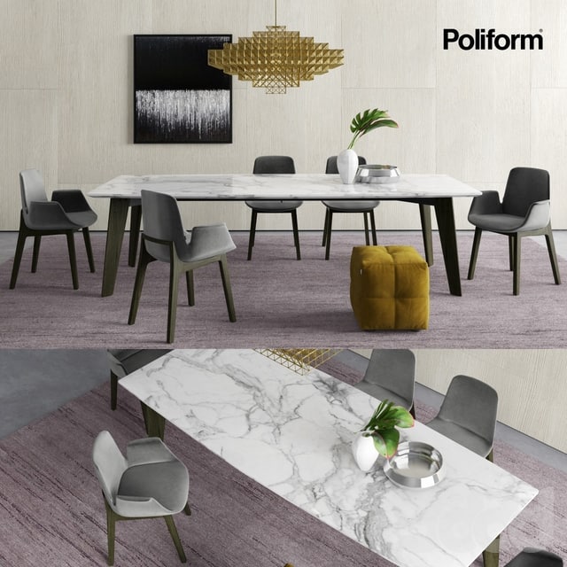 Poliform Howard Table and Ventura Chairs