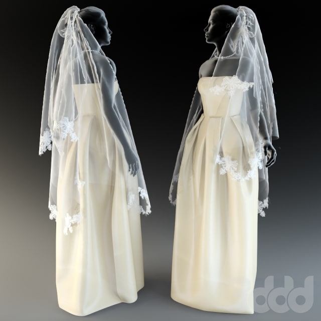 wedding dress with veil-2