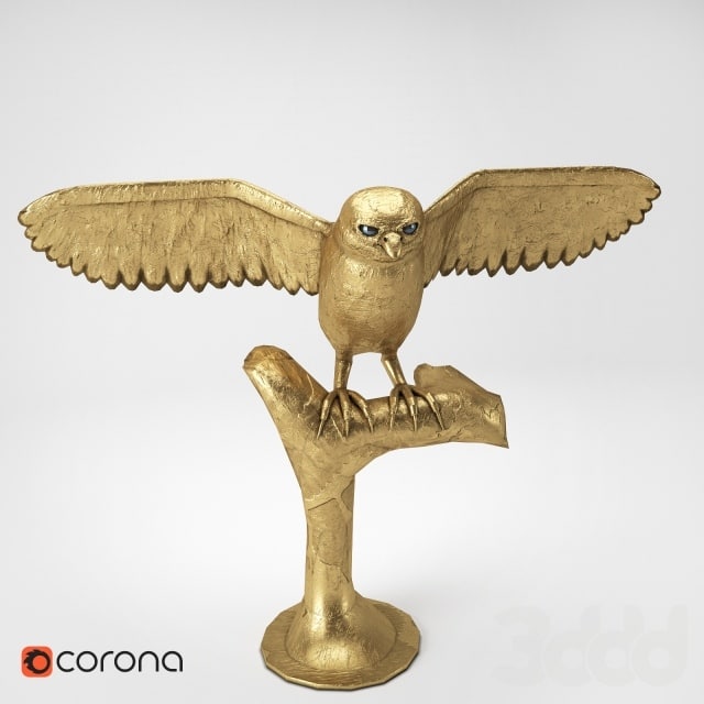 Gold owl on a stand