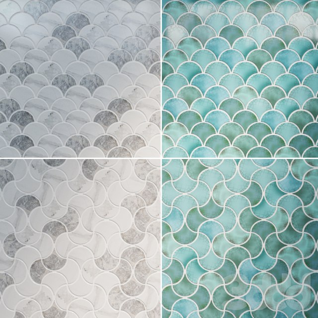 2 Fishscale materials, two patterns (vray, corona)